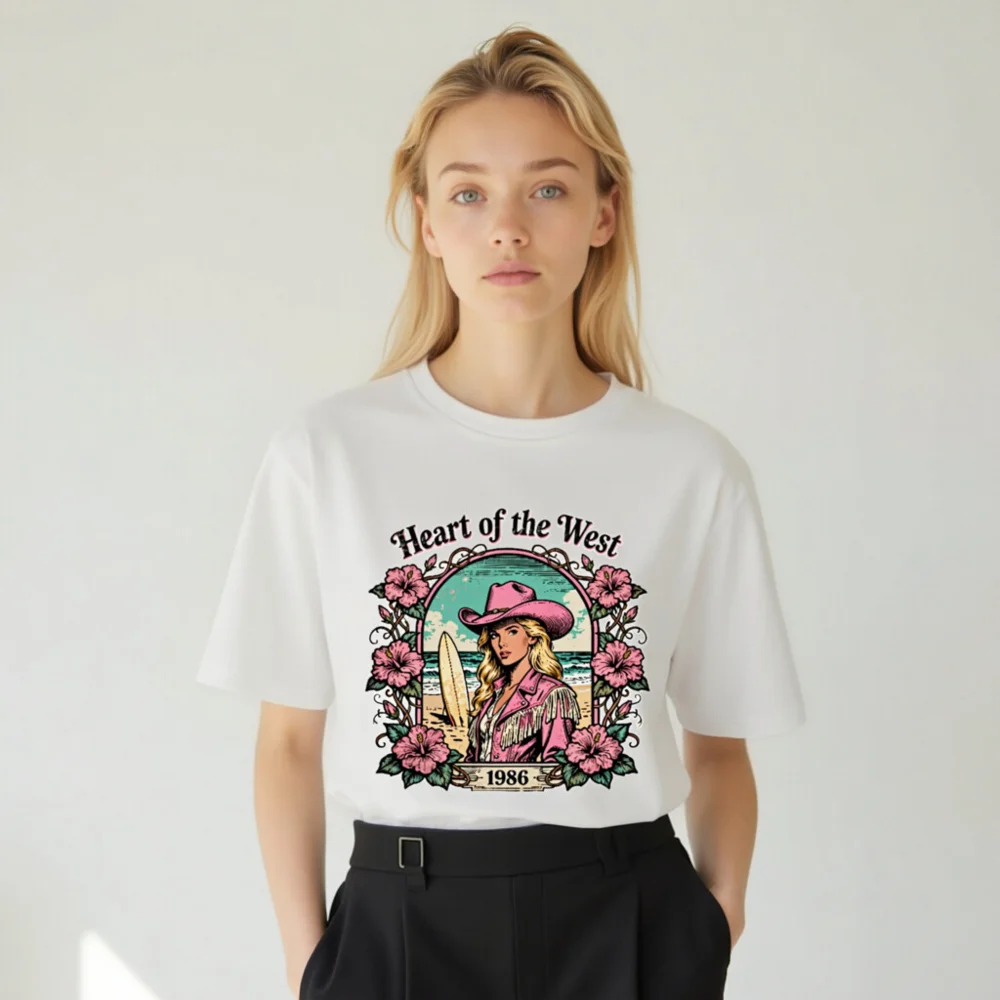 Heart of the West 1986 Vintage Graphic T-Shirt - Unisex Organic Cotton - Image 8