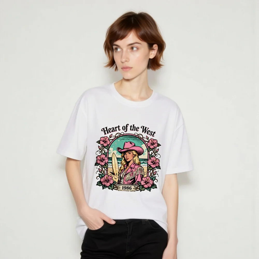 Heart of the West 1986 Vintage Graphic T-Shirt - Unisex Organic Cotton - Image 9