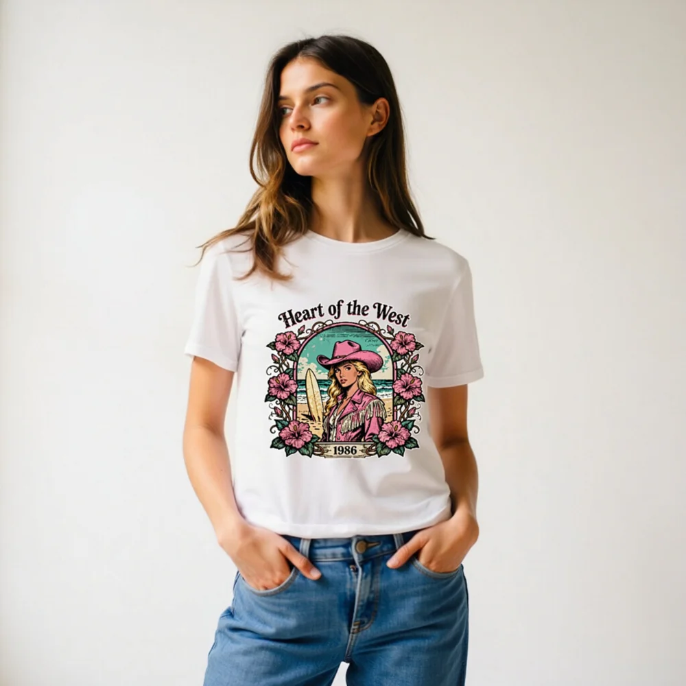 Heart of the West 1986 Vintage Graphic T-Shirt - Unisex Organic Cotton - Image 11