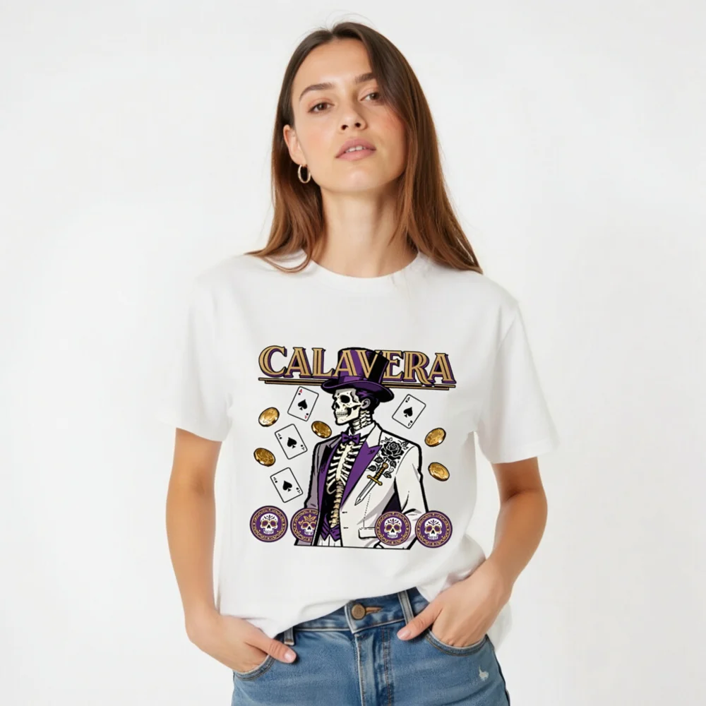 Calavera Skeleton T-Shirt – Unisex Organic Cotton Graphic Tee - Image 2