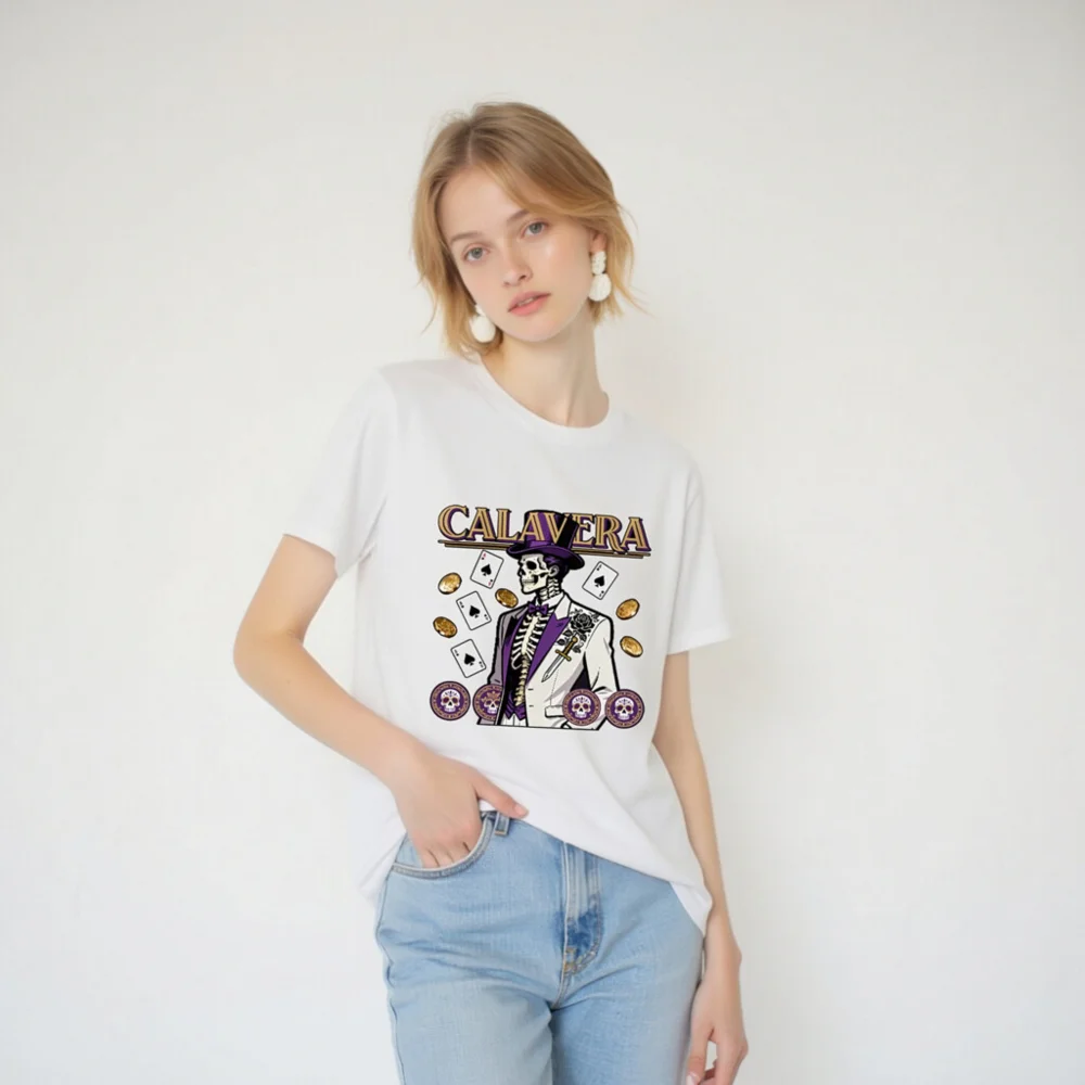 Calavera Skeleton T-Shirt – Unisex Organic Cotton Graphic Tee - Image 3