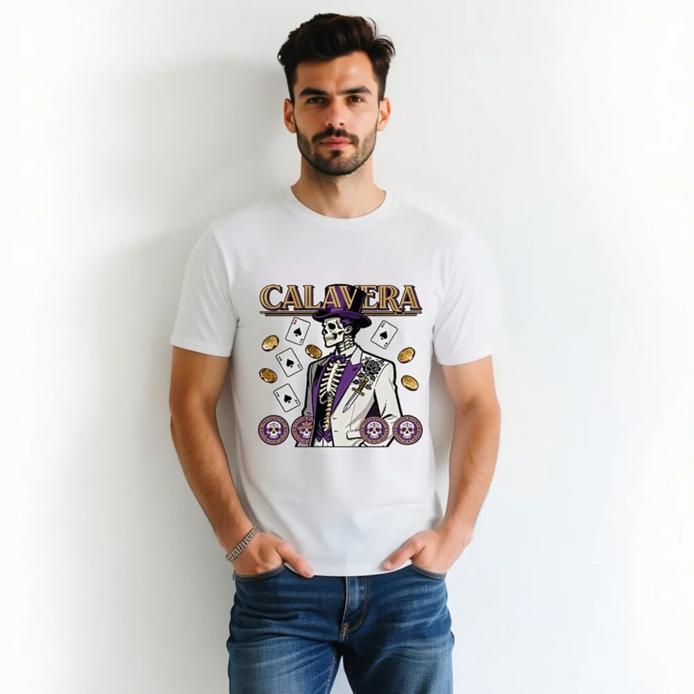 Calavera Skeleton T-Shirt – Unisex Organic Cotton Graphic Tee - Image 4