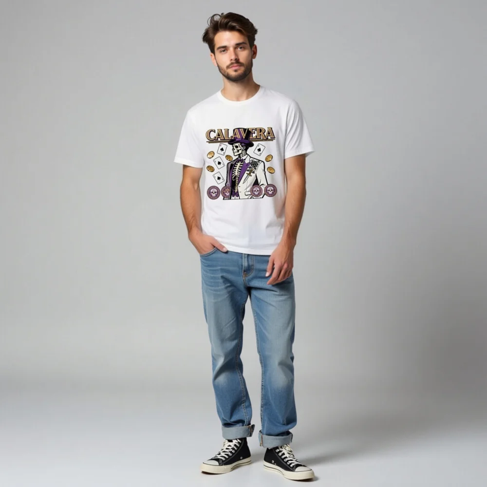 Calavera Skeleton T-Shirt – Unisex Organic Cotton Graphic Tee - Image 5