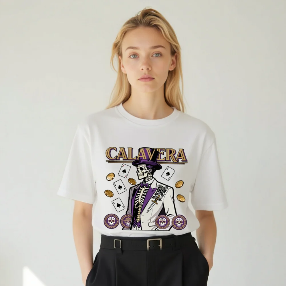 Calavera Skeleton T-Shirt – Unisex Organic Cotton Graphic Tee - Image 8