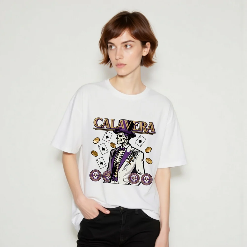 Calavera Skeleton T-Shirt – Unisex Organic Cotton Graphic Tee - Image 9