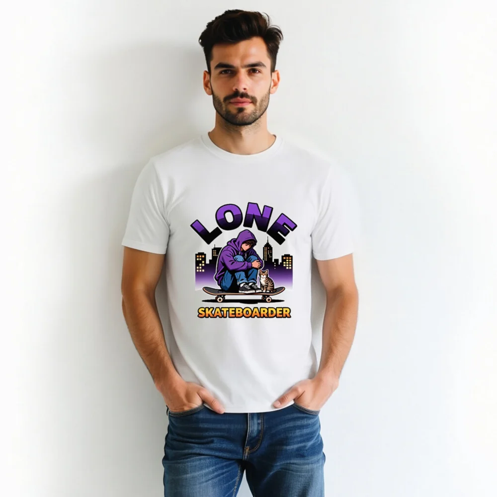 Lone Skateboarder T-Shirt – Unisex Organic Cotton Graphic Tee - Image 4