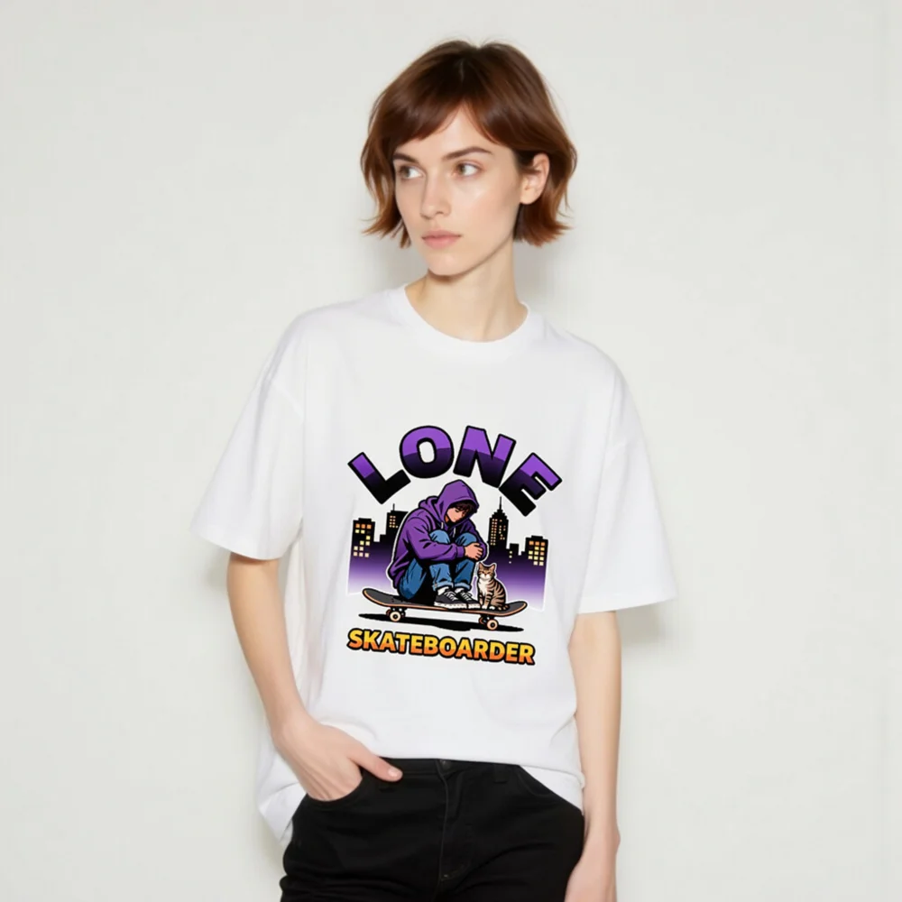 Lone Skateboarder T-Shirt – Unisex Organic Cotton Graphic Tee - Image 9