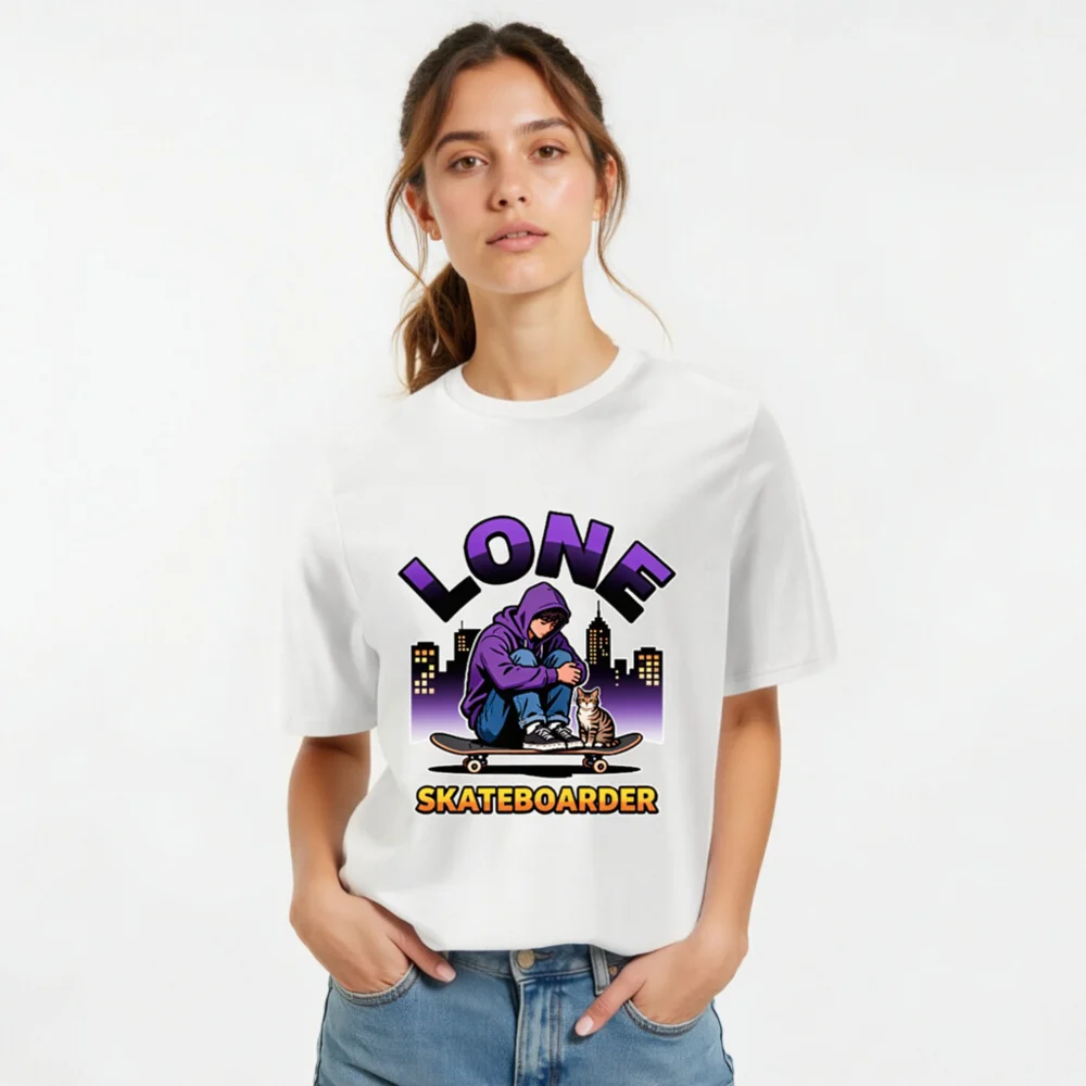 Lone Skateboarder T-Shirt – Unisex Organic Cotton Graphic Tee - Image 10