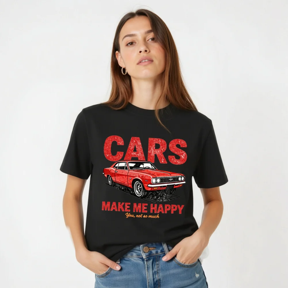 Cars Make Me Happy T-Shirt – Unisex Organic Cotton Graphic Tee - Image 5