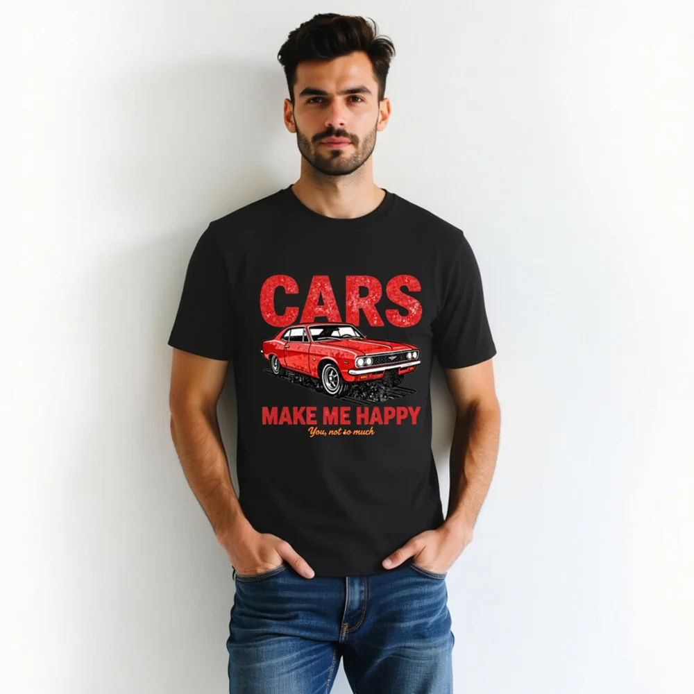 Cars Make Me Happy T-Shirt – Unisex Organic Cotton Graphic Tee - Image 7