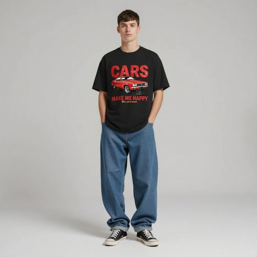 Cars Make Me Happy T-Shirt – Unisex Organic Cotton Graphic Tee - Image 9