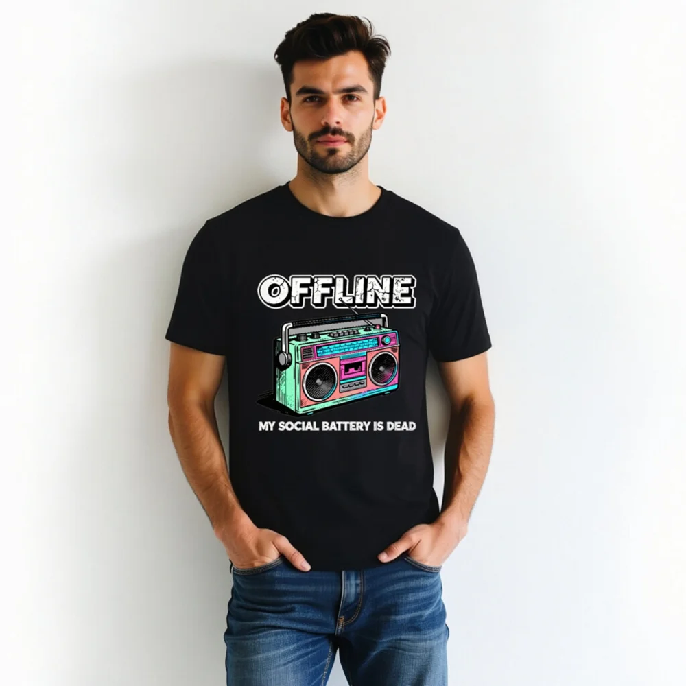 Offline My Social Battery Is Dead T-Shirt - Unisex Organic Cotton - Image 7