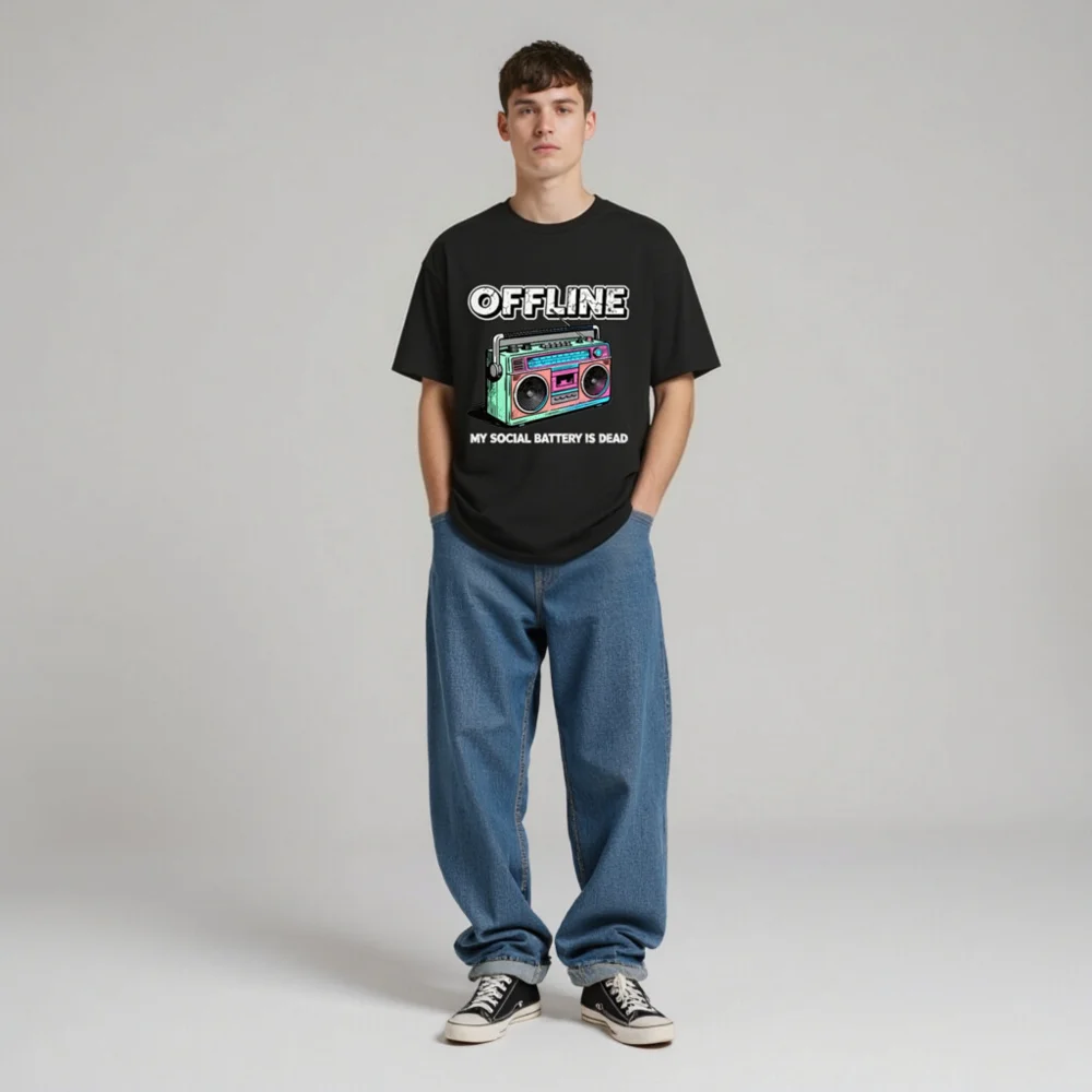 Offline My Social Battery Is Dead T-Shirt - Unisex Organic Cotton - Image 9