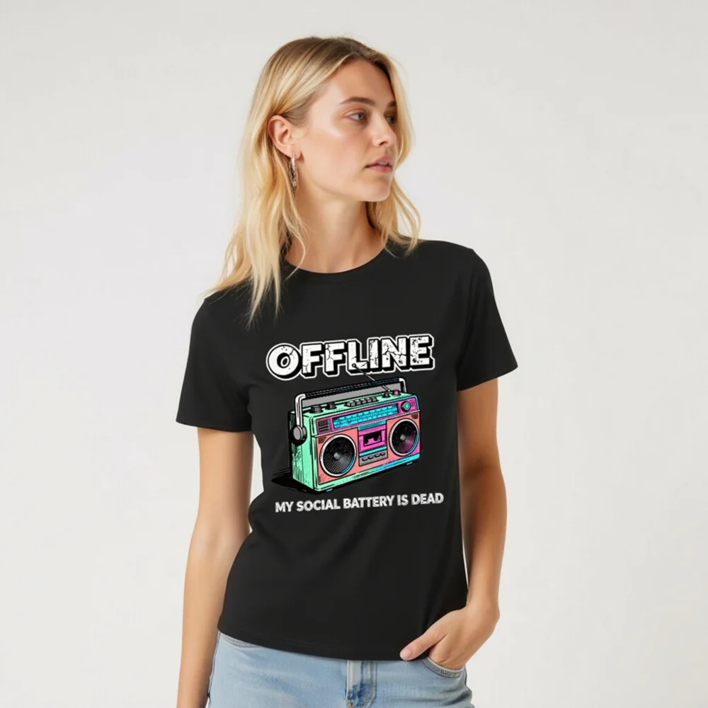 Offline My Social Battery Is Dead T-Shirt - Unisex Organic Cotton - Image 10