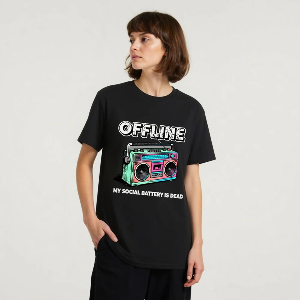 Offline My Social Battery Is Dead T-Shirt - Unisex Organic Cotton - Image 11