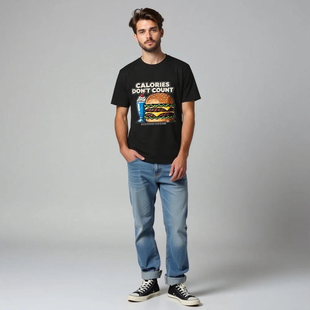 Calories Don't Count T-Shirt – Unisex Organic Cotton Graphic Tee - Image 8