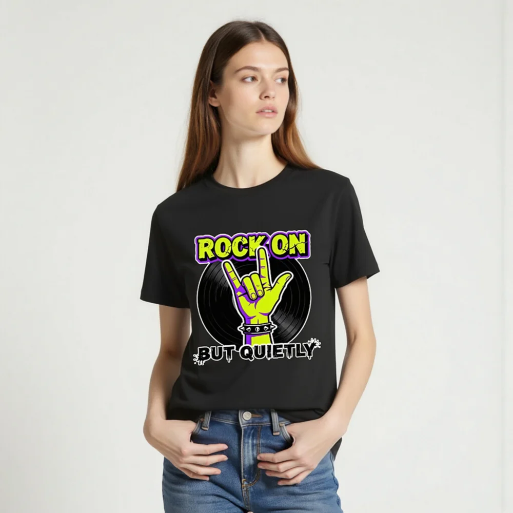 Rock On But Quietly T-Shirt – Unisex Organic Cotton Graphic Tee - Image 2