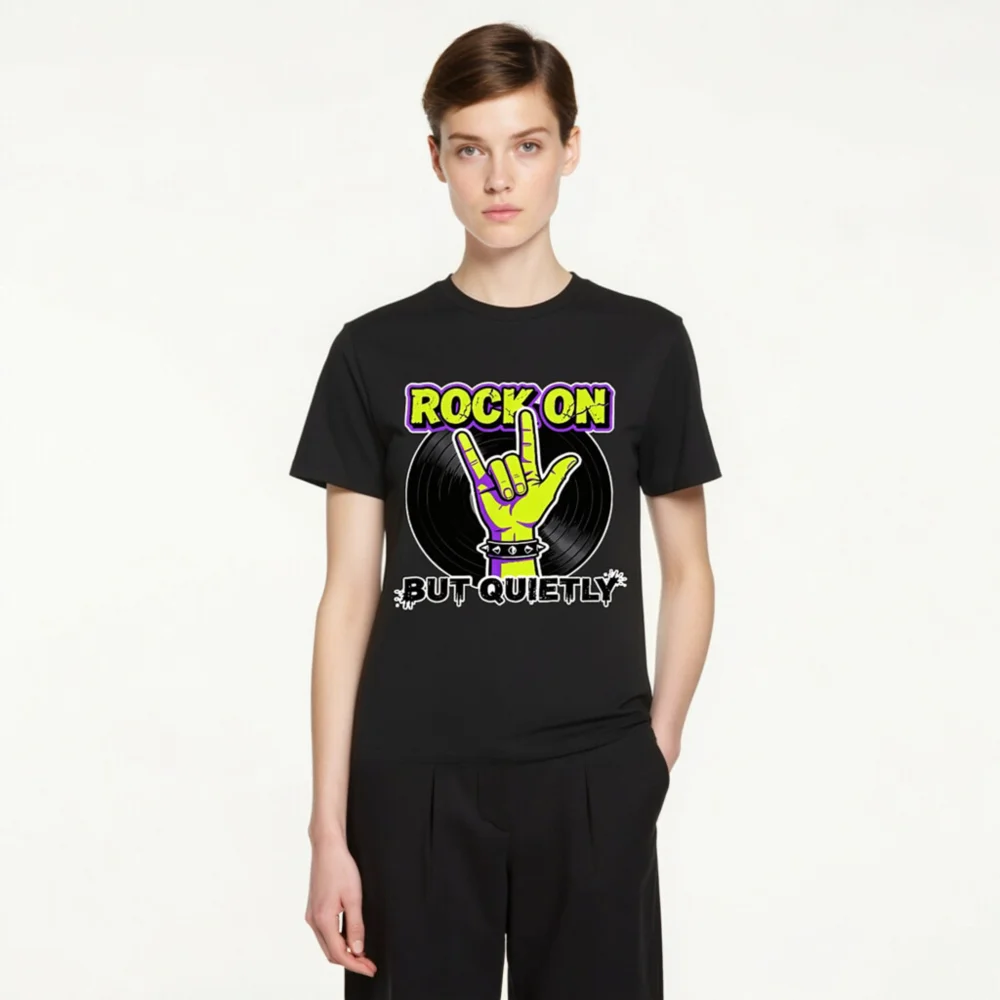 Rock On But Quietly T-Shirt – Unisex Organic Cotton Graphic Tee - Image 4
