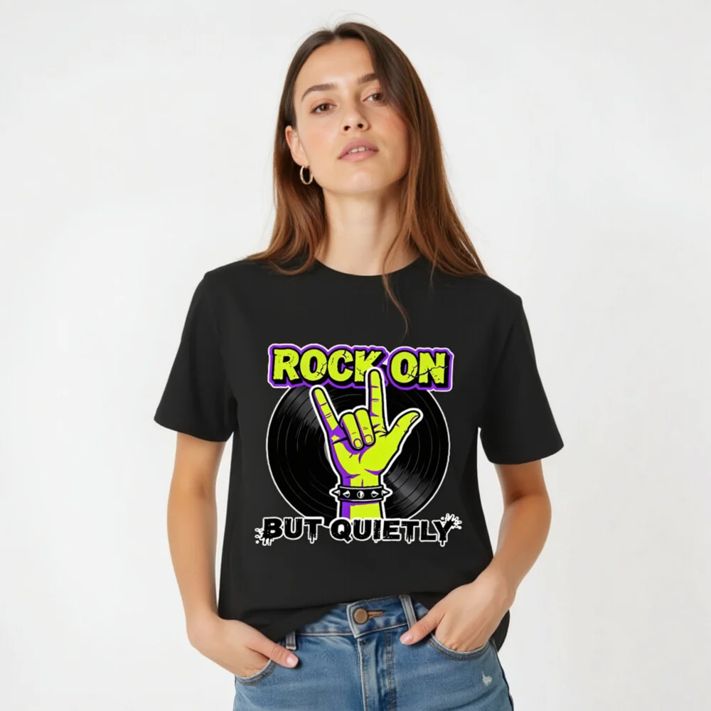 Rock On But Quietly T-Shirt – Unisex Organic Cotton Graphic Tee - Image 5