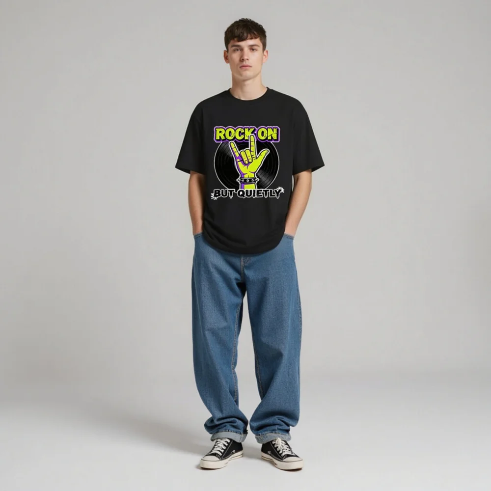Rock On But Quietly T-Shirt – Unisex Organic Cotton Graphic Tee - Image 9