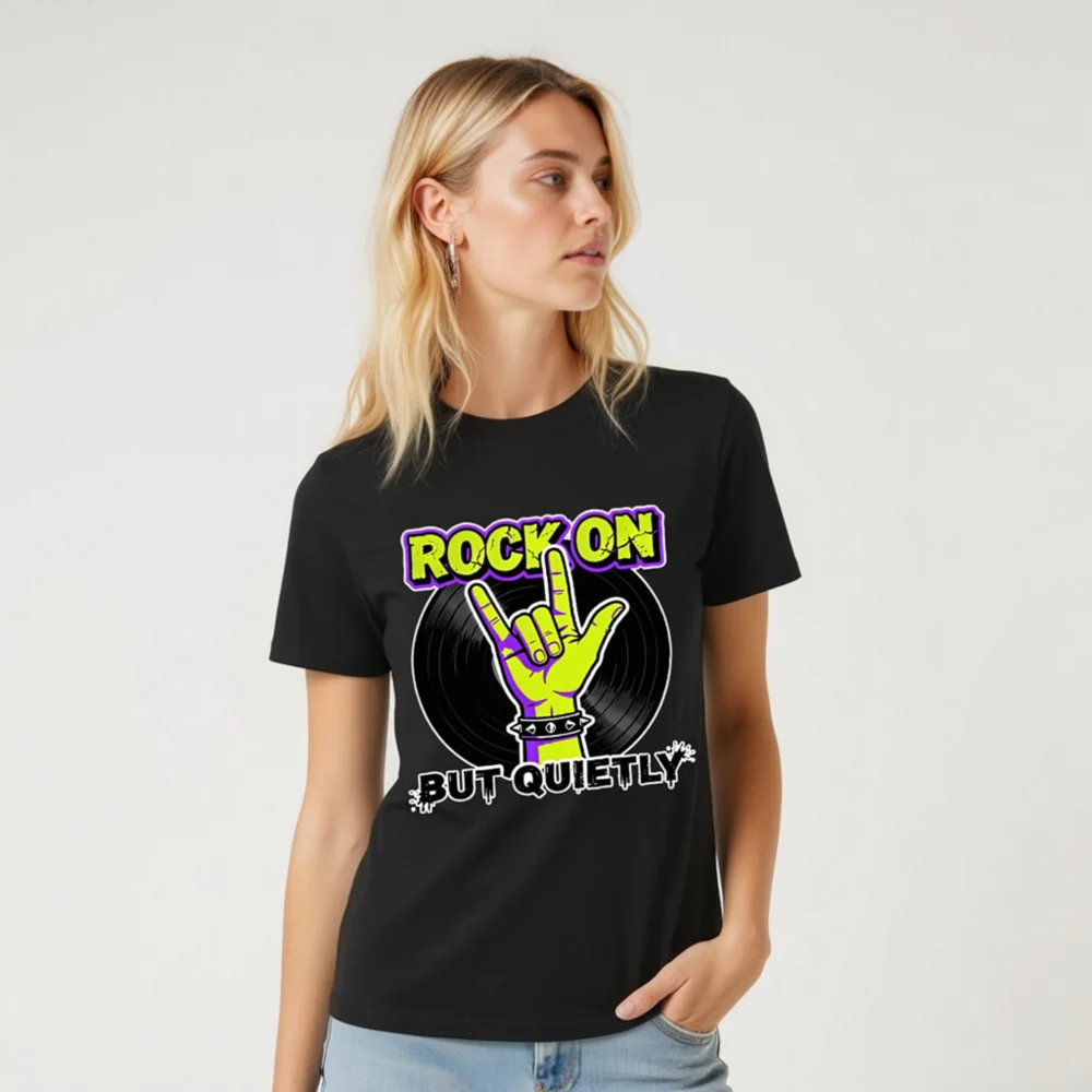 Rock On But Quietly T-Shirt – Unisex Organic Cotton Graphic Tee - Image 10
