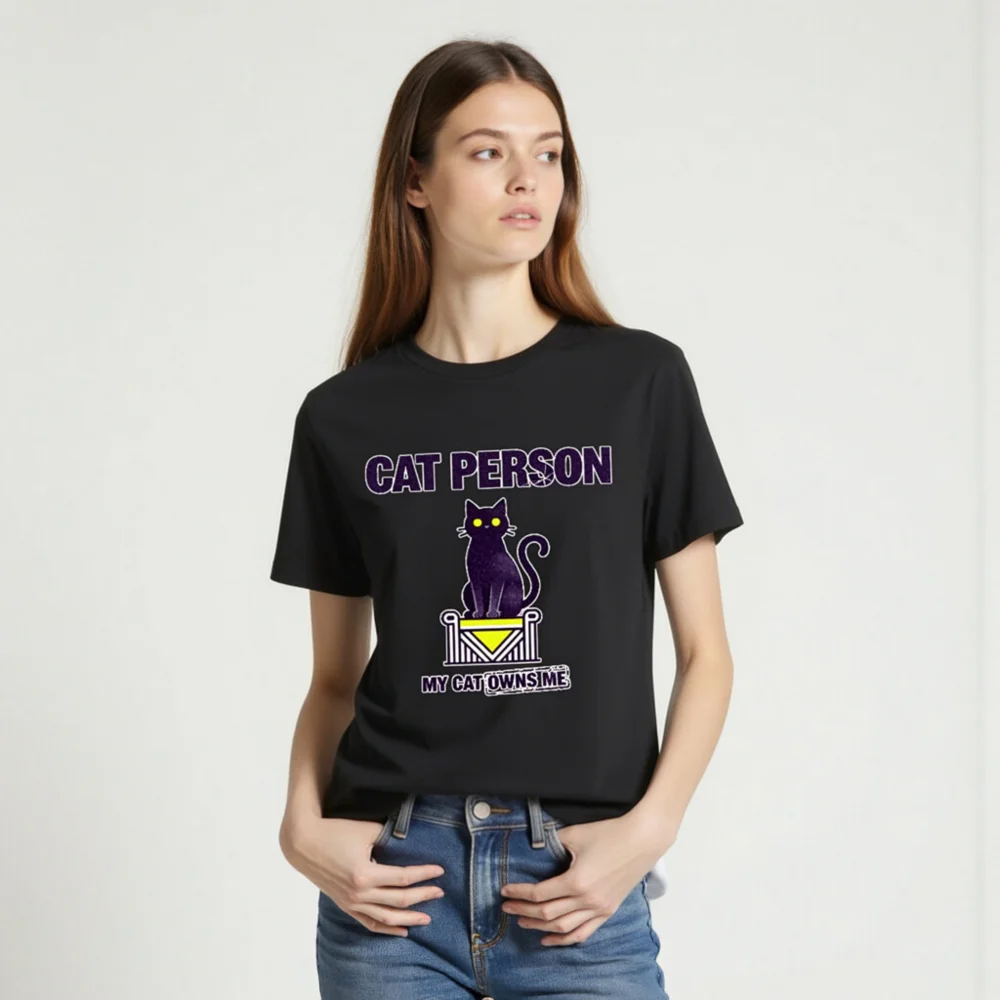 Cat Person T-Shirt – Unisex Organic Cotton Graphic Tee - Image 2