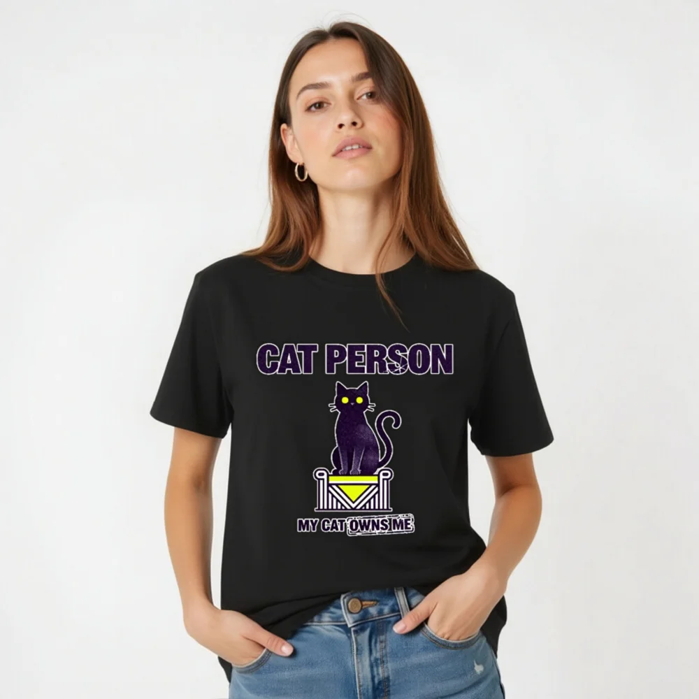 Cat Person T-Shirt – Unisex Organic Cotton Graphic Tee - Image 5