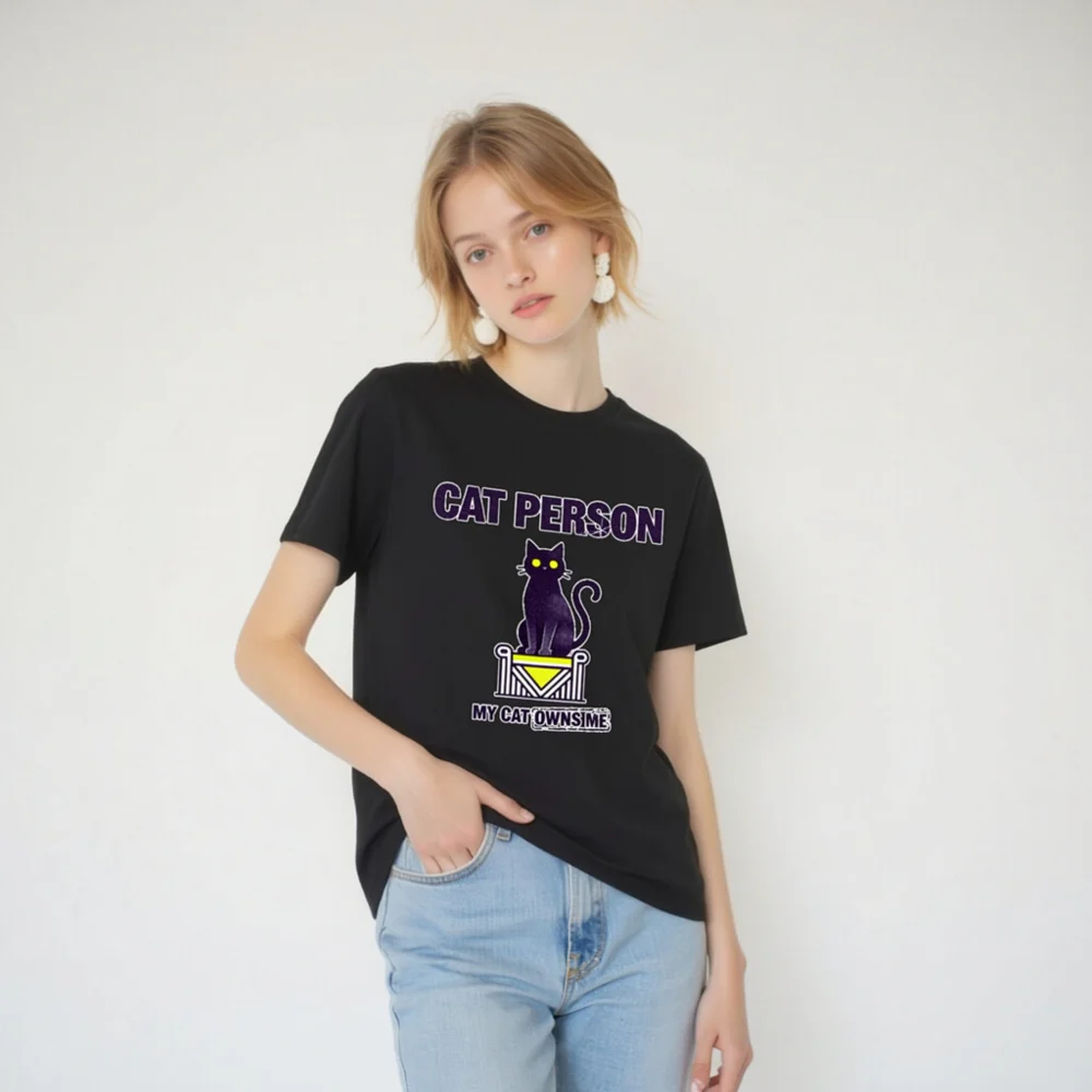 Cat Person T-Shirt – Unisex Organic Cotton Graphic Tee - Image 6
