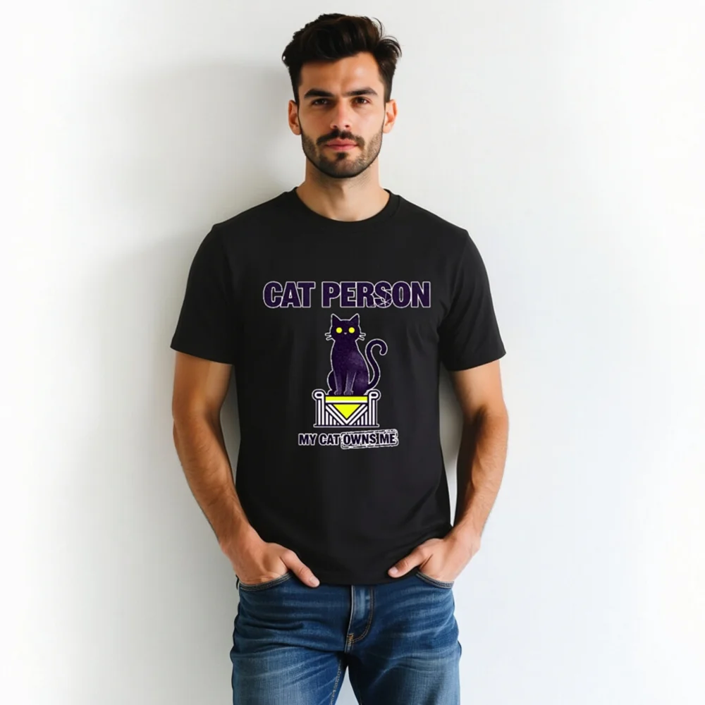 Cat Person T-Shirt – Unisex Organic Cotton Graphic Tee - Image 7