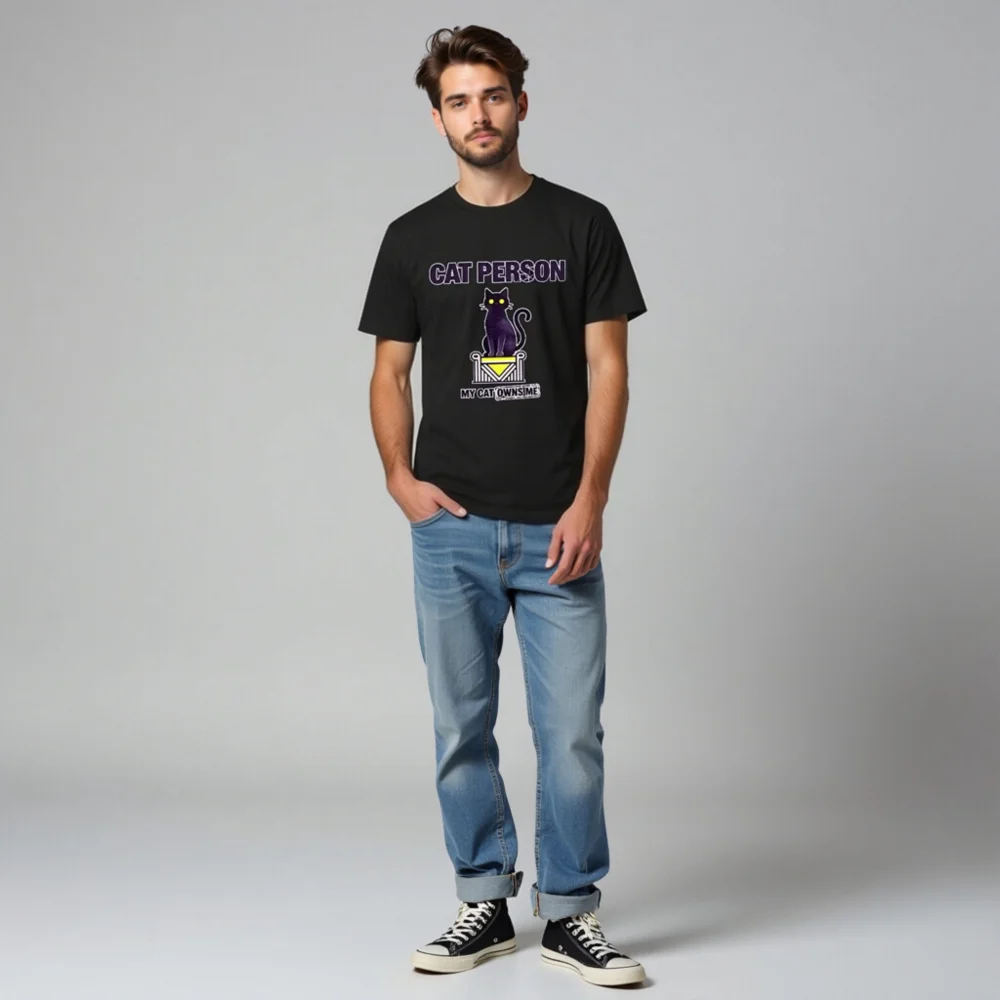 Cat Person T-Shirt – Unisex Organic Cotton Graphic Tee - Image 8