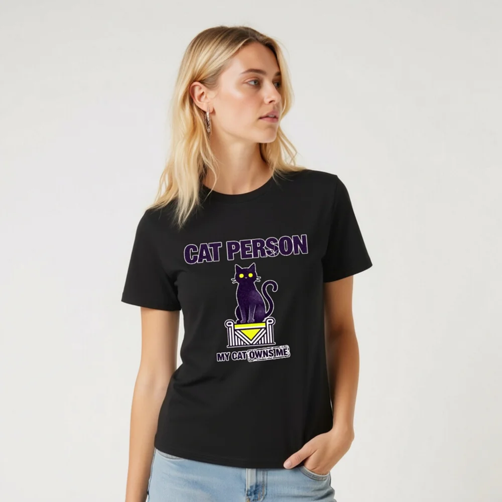 Cat Person T-Shirt – Unisex Organic Cotton Graphic Tee - Image 10