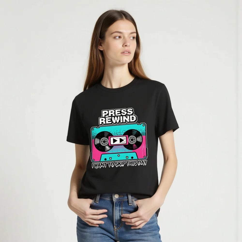 Press Rewind Cassette T-Shirt – Unisex Organic Cotton Graphic Tee - Image 2