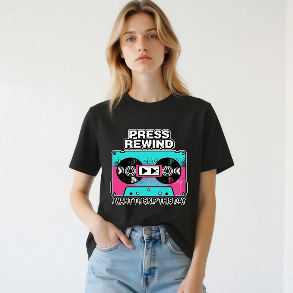 Press Rewind Cassette T-Shirt – Unisex Organic Cotton Graphic Tee - Image 3