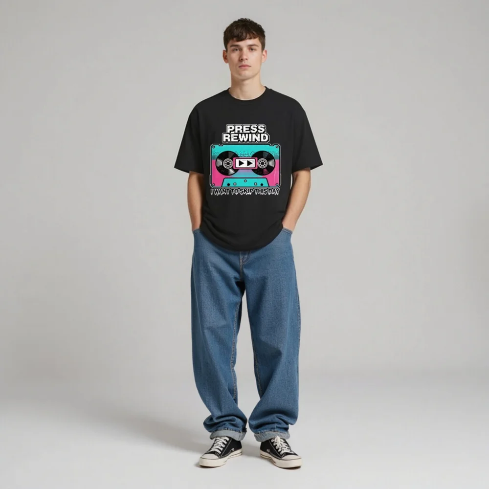 Press Rewind Cassette T-Shirt – Unisex Organic Cotton Graphic Tee - Image 9