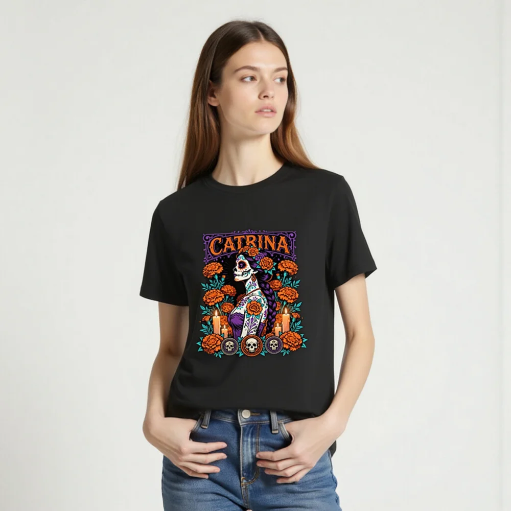 Catrina Day of the Dead T-Shirt – Unisex Organic Cotton Tee - Image 2