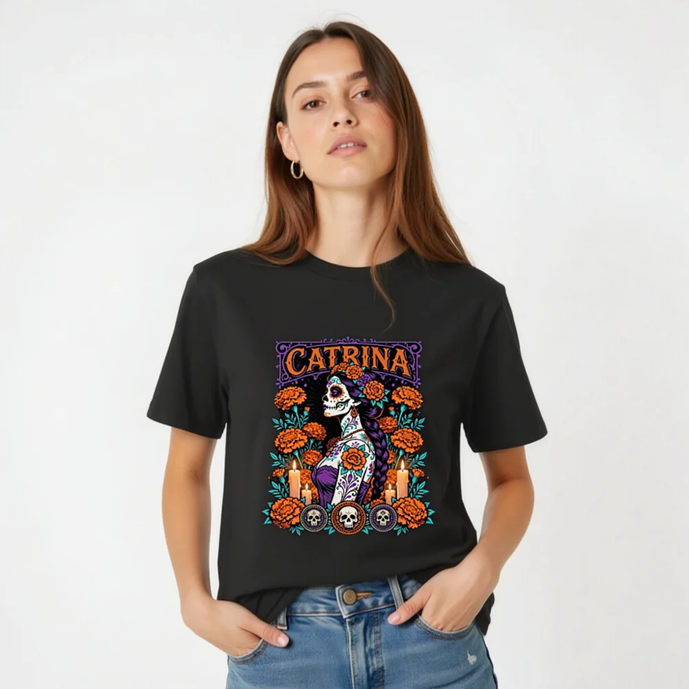 Catrina Day of the Dead T-Shirt – Unisex Organic Cotton Tee - Image 5