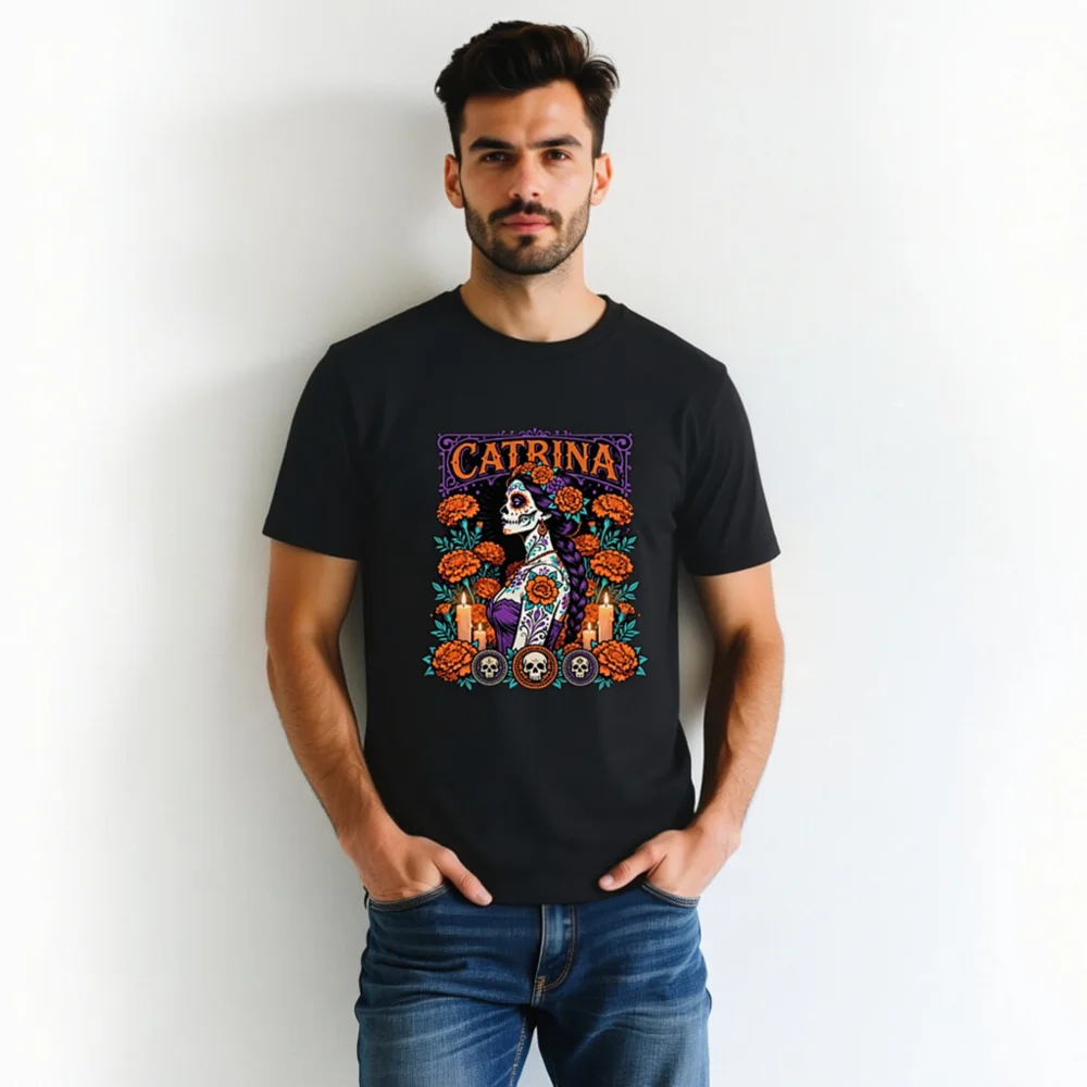 Catrina Day of the Dead T-Shirt – Unisex Organic Cotton Tee - Image 7