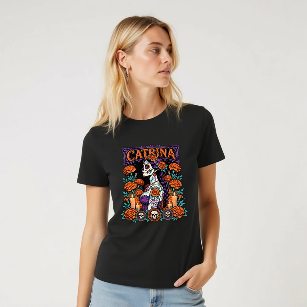Catrina Day of the Dead T-Shirt – Unisex Organic Cotton Tee - Image 10