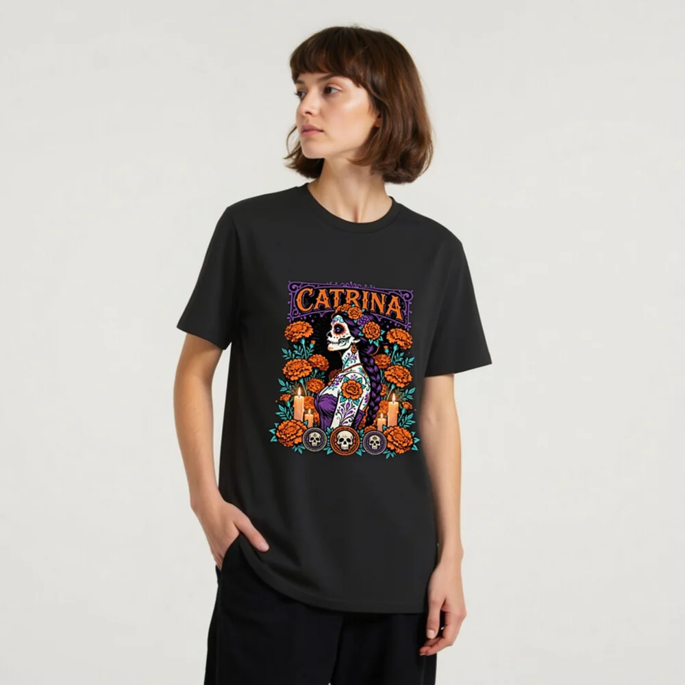 Catrina Day of the Dead T-Shirt – Unisex Organic Cotton Tee - Image 11