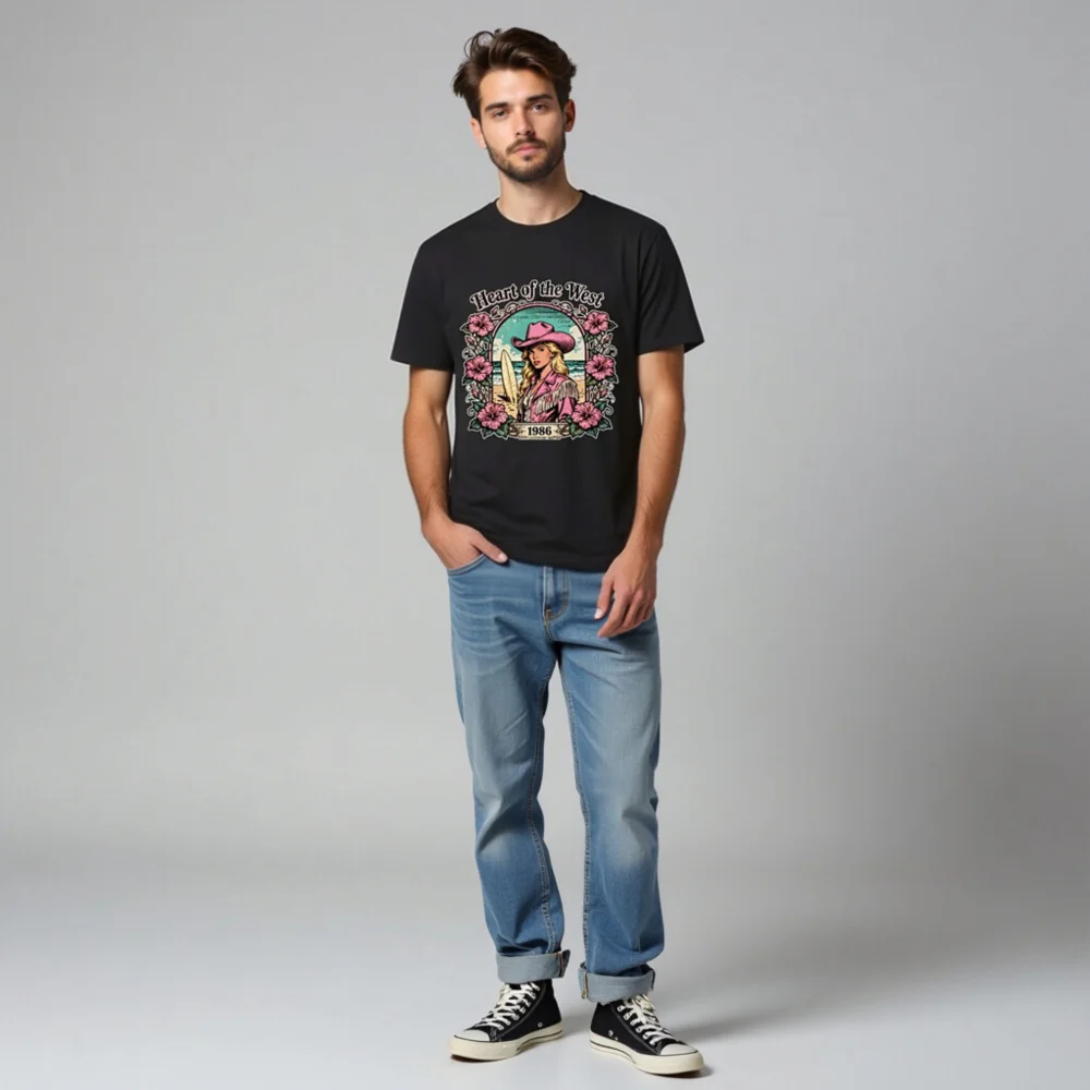 Heart of the West 1986 Graphic T-Shirt - Unisex Organic Cotton - Image 8