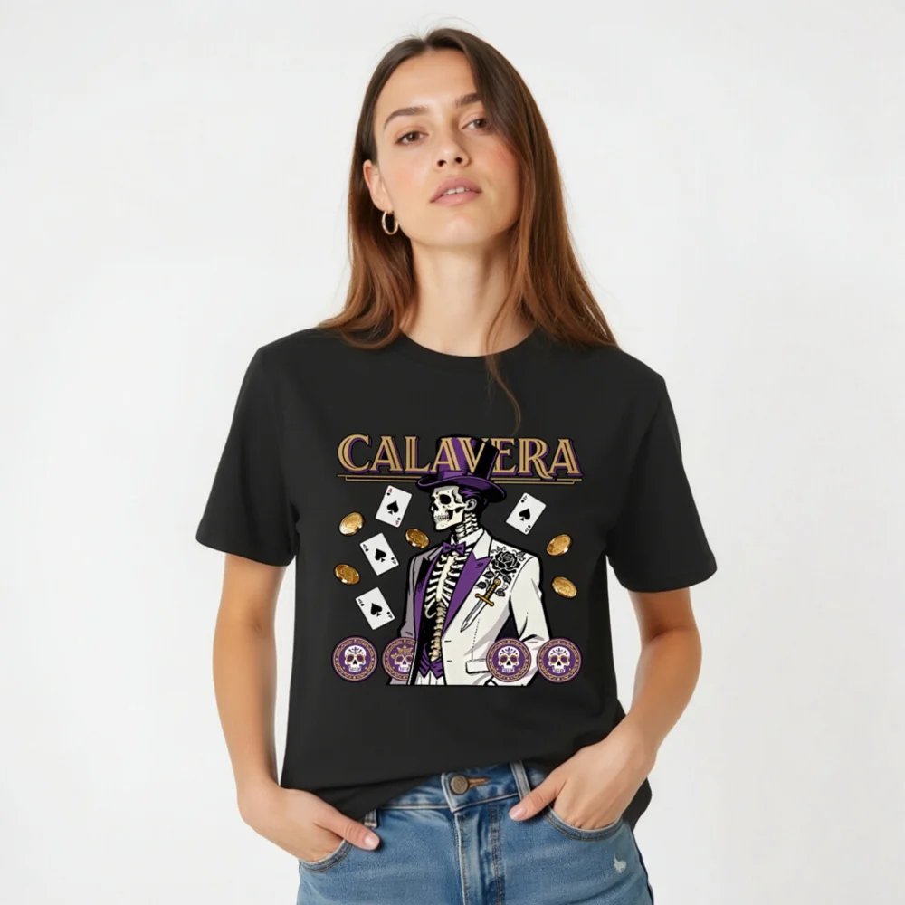 Calavera Skeleton T-Shirt – Unisex Organic Cotton Graphic Tee - Image 5