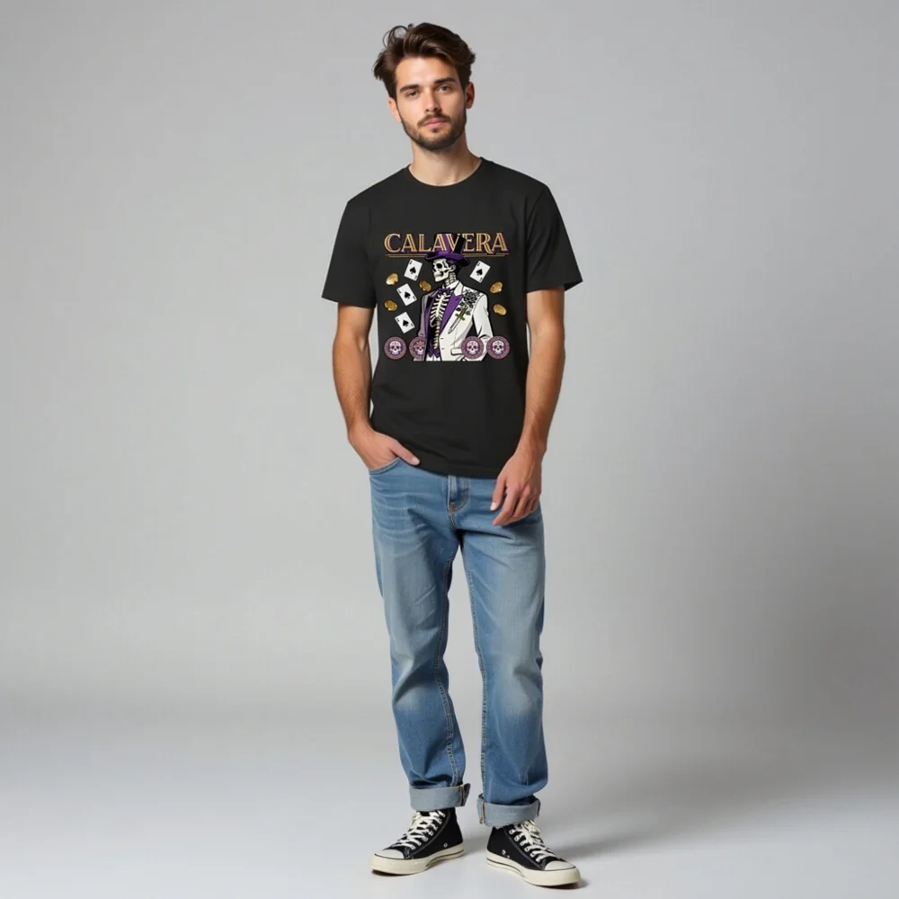 Calavera Skeleton T-Shirt – Unisex Organic Cotton Graphic Tee - Image 8