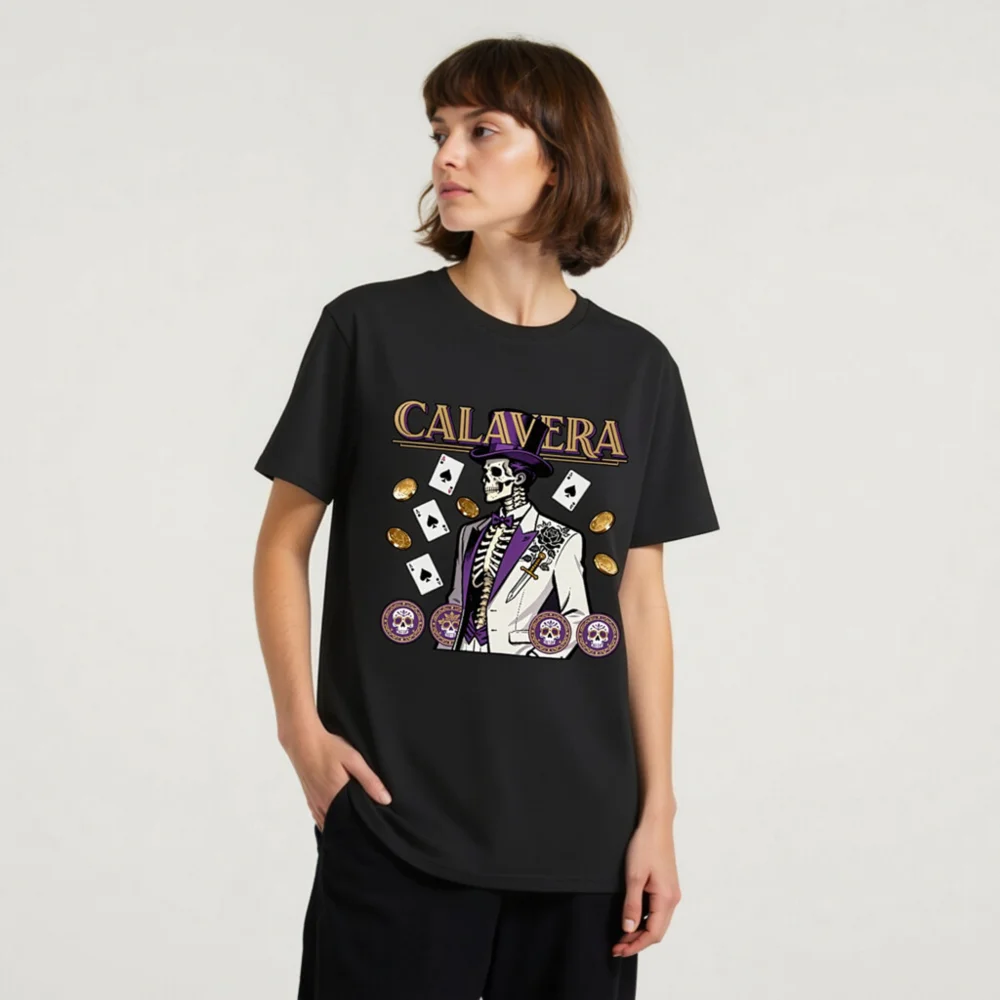 Calavera Skeleton T-Shirt – Unisex Organic Cotton Graphic Tee - Image 11