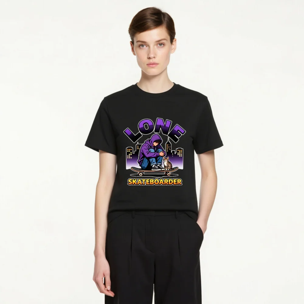 Lone Skateboarder T-Shirt – Unisex Organic Cotton Graphic Tee - Image 4