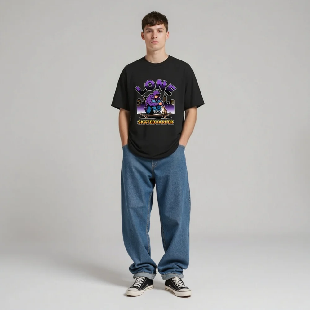 Lone Skateboarder T-Shirt – Unisex Organic Cotton Graphic Tee - Image 9