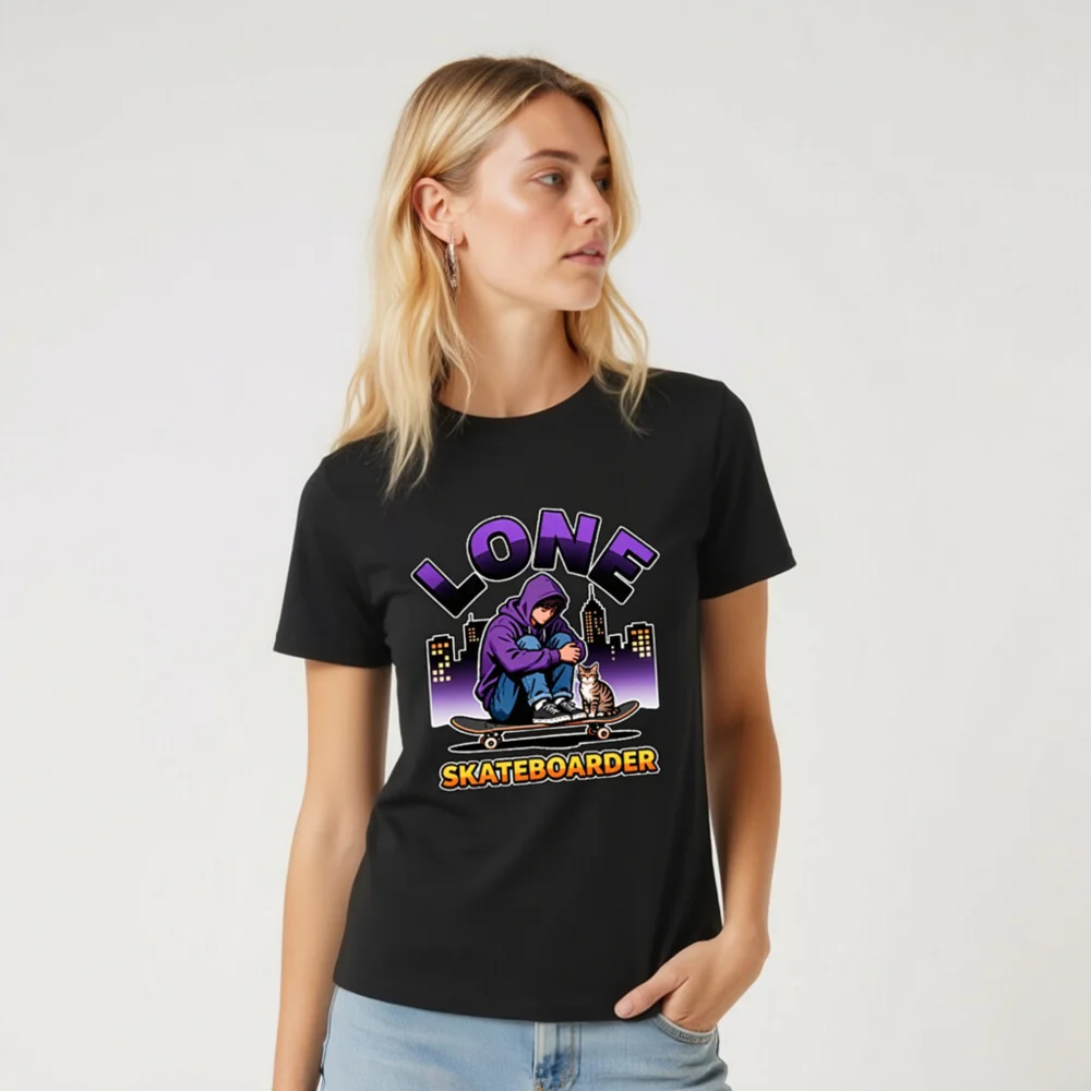 Lone Skateboarder T-Shirt – Unisex Organic Cotton Graphic Tee - Image 10