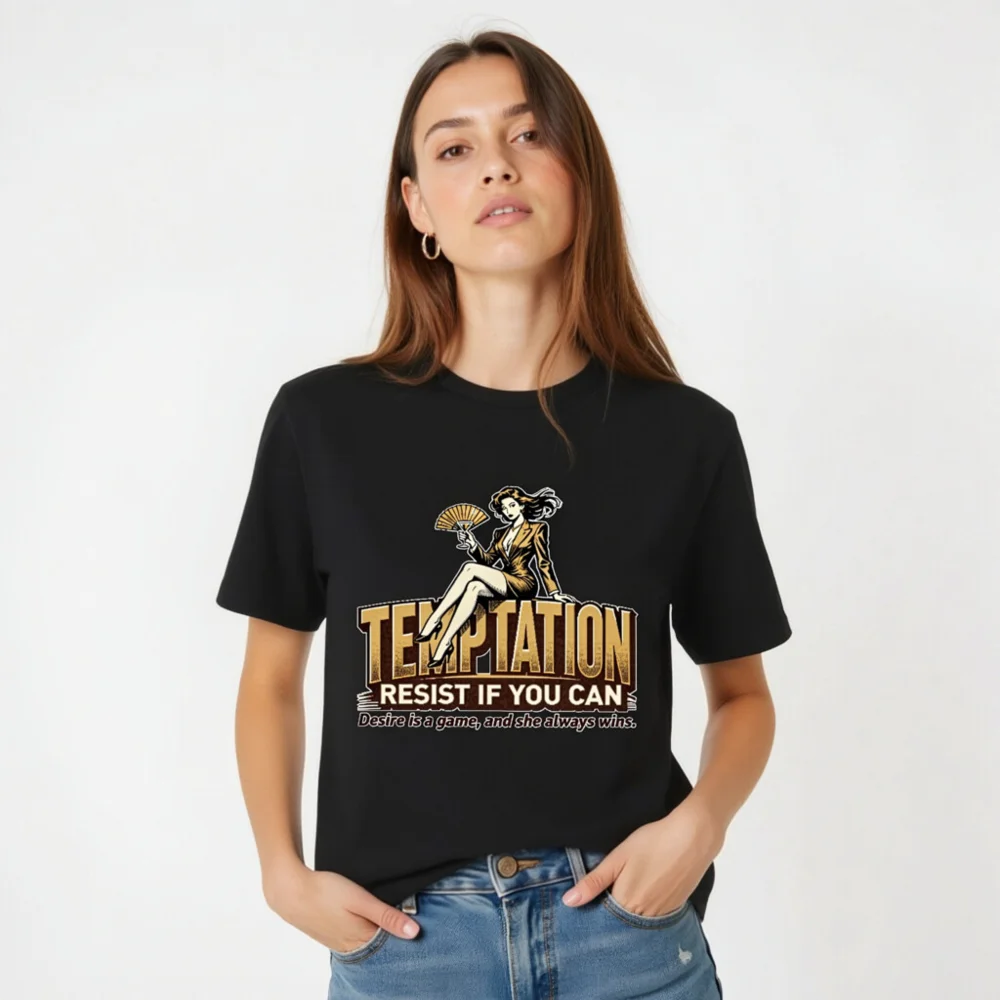 Temptation Resist If You Can Unisex T-Shirt - Vintage Pinup Graphic Tee - Image 4