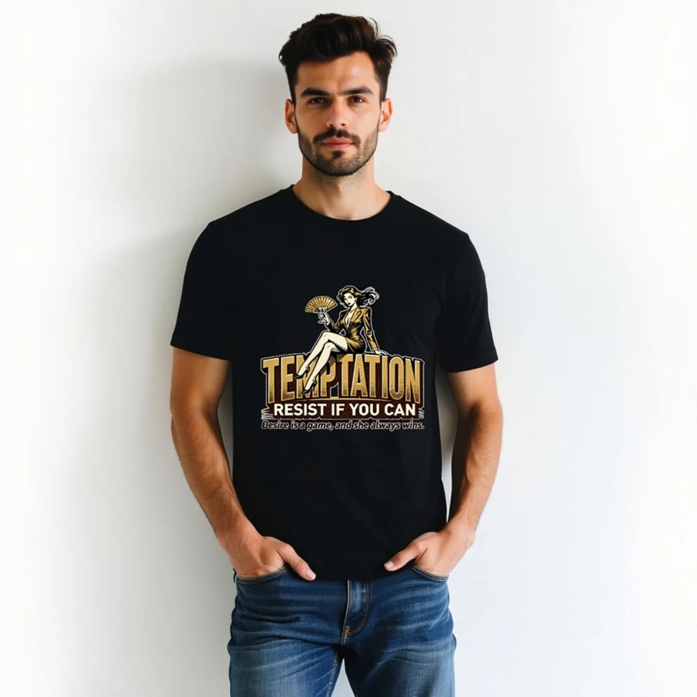Temptation Resist If You Can Unisex T-Shirt - Vintage Pinup Graphic Tee - Image 5