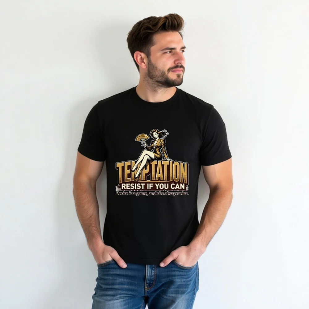 Temptation Resist If You Can Unisex T-Shirt - Vintage Pinup Graphic Tee - Image 6
