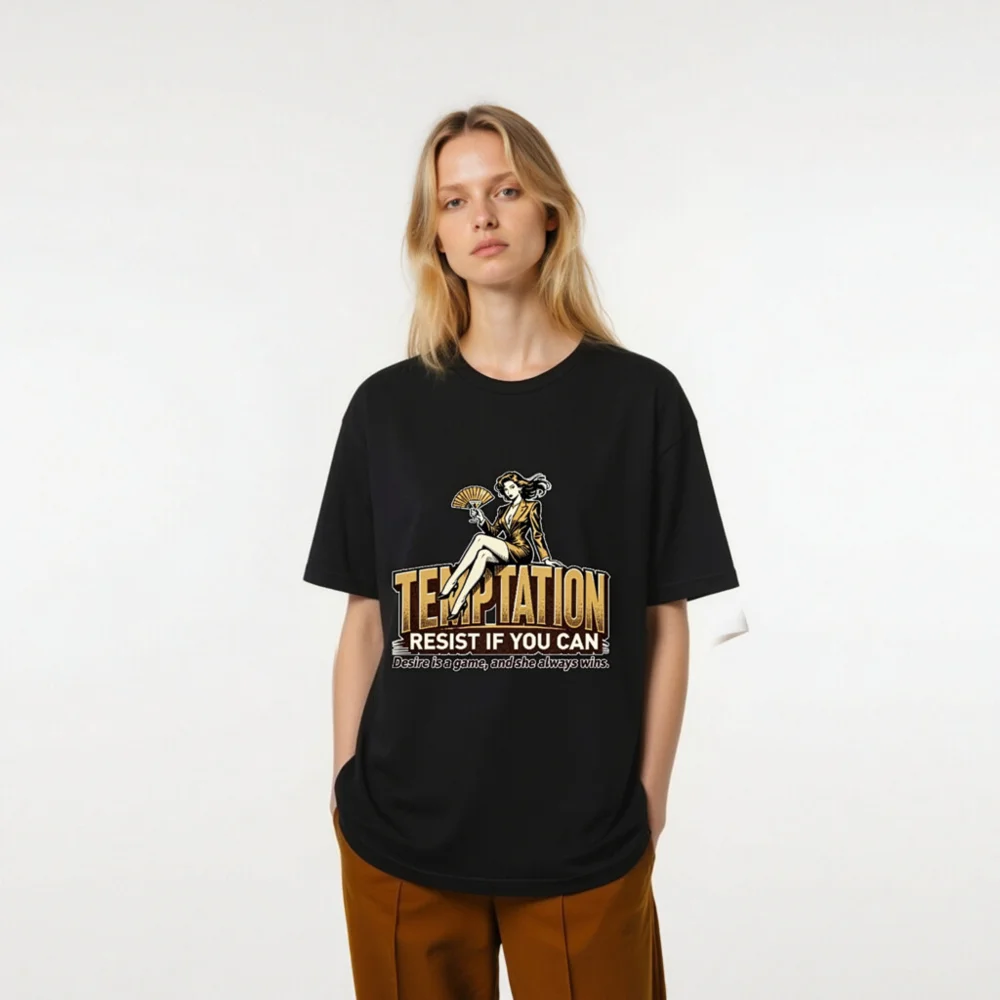 Temptation Resist If You Can Unisex T-Shirt - Vintage Pinup Graphic Tee - Image 9